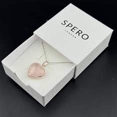 Rose Quartz Heart Silver Necklace 