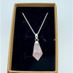 Rose Quartz Silver Necklace