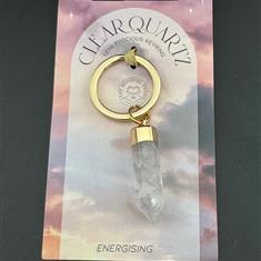 Clear Rose Quartz Keyring