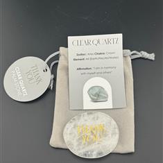 Clear Quartz Thank You  Palm Stone